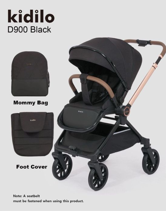 Коляска прогулочная Kidilo D900 Black Premium