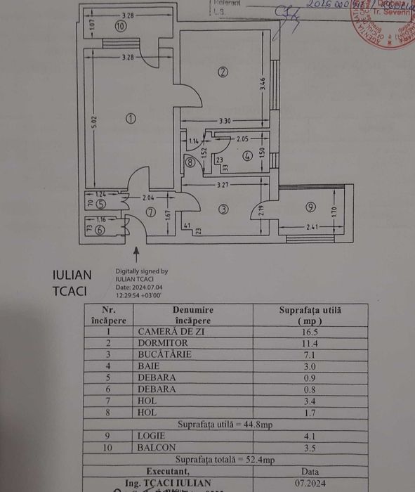 Vand apartament 2 camere, stradal, et 1, str Crisan