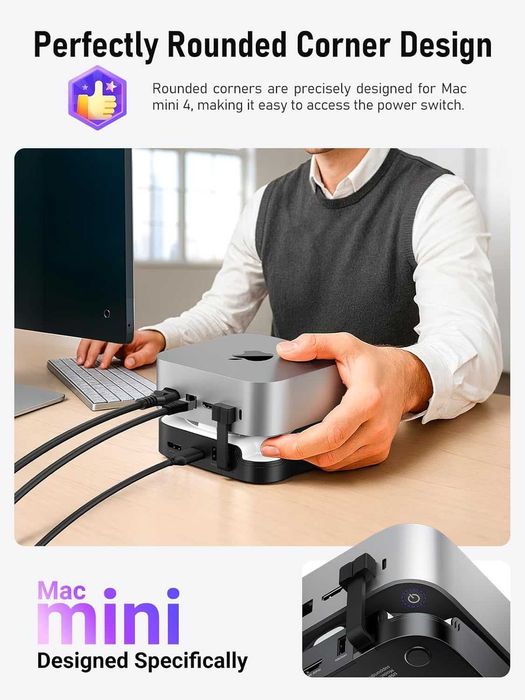 Докинг станция Lemorele за Mac mini M4 - HDMI 2.0 и DisplayPort 1.4