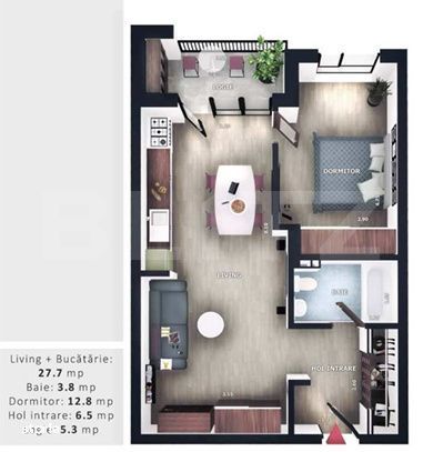 Apartament 2 camere, 51 mp, intermediar, balcon, CF, parcare, boxa, Zo — fotografia 1