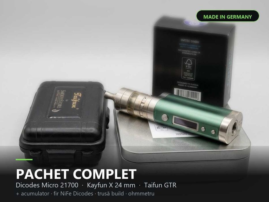 Dicodes Micro 21700 Racing Green + Kayfun X + Taifun GTR - complet