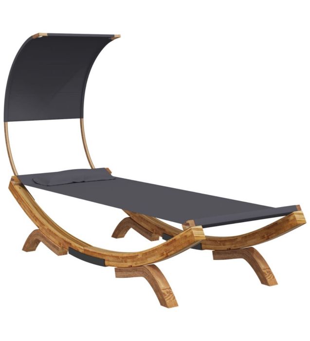 Sezlong pat exterior cu baldachin antracit din lemn masiv VidaXL nou