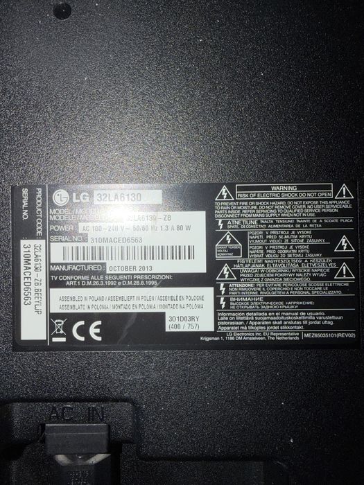 Televizot Led LG model 32LA6130  HD in stare perfecta de functionare