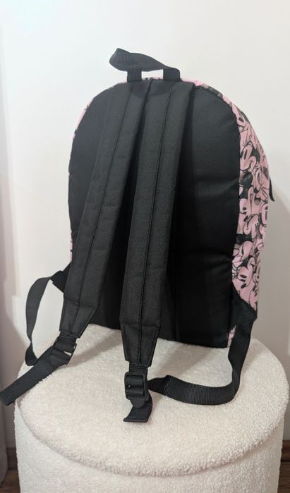 Rucsac școlar Minnie Mouse roz-negru, pentru fetițe, clasele 1–4