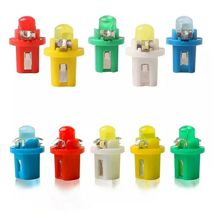 Bec Led Bord  12V B8.5/B8.5D Alb-Rece/Albastru/Galben/Roșu/Verde