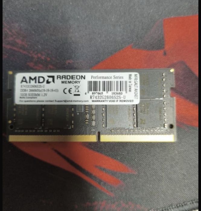Оперативная память для ноутбука 1 плашка 32gb SODIMM ddr4 2666