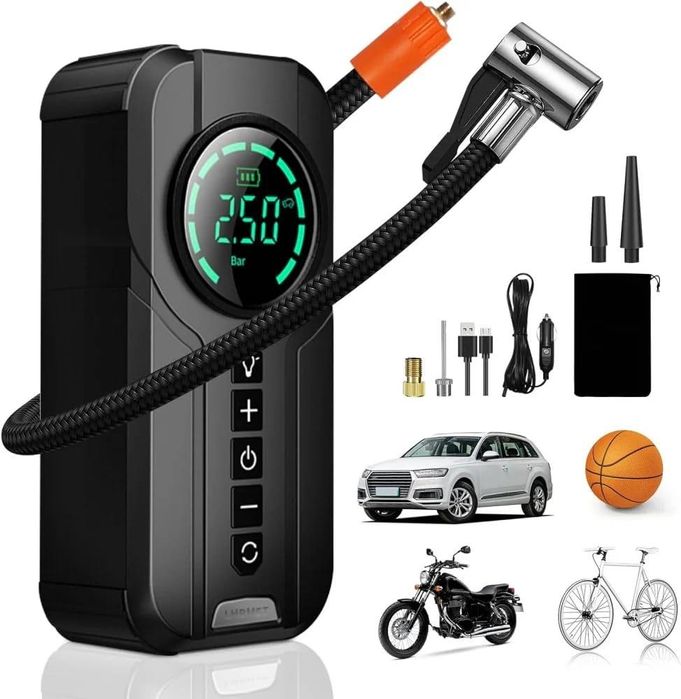 4в1 Стартер за Акумулатор Компресор Фенер PowerBank в куфар светлина