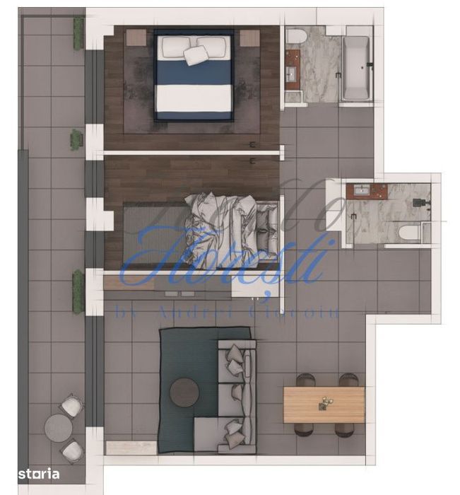 Apartament 3 camere 70,09mp ansamblu NZEB Terra