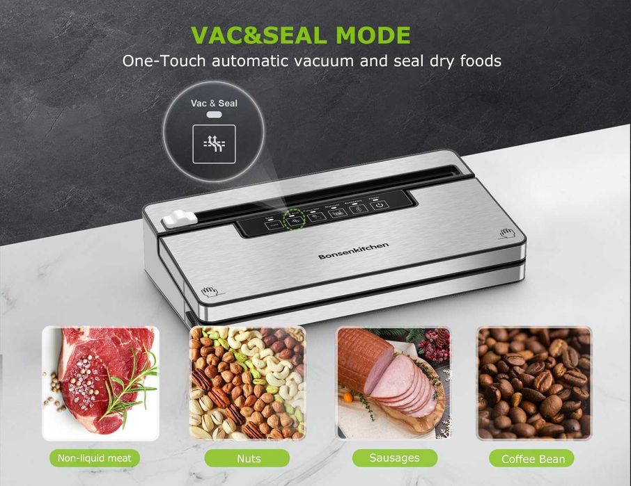 Aparat Vidat Bonsenkitchen 5 Moduri Cutter Inclus Vacuum Sealer 8L/min