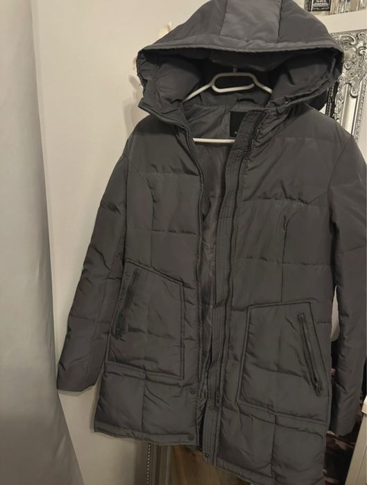 Geaca lunga de iarna, cu pene