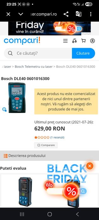 telemetru cu laser Bosch