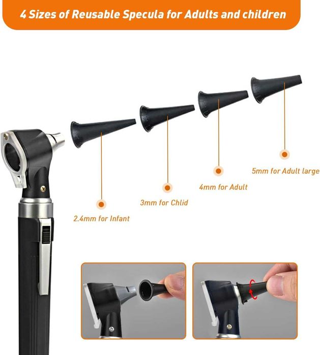 НОВО! Отоскоп комплект - ушен инструмент с LED светлина и 3x увеличени