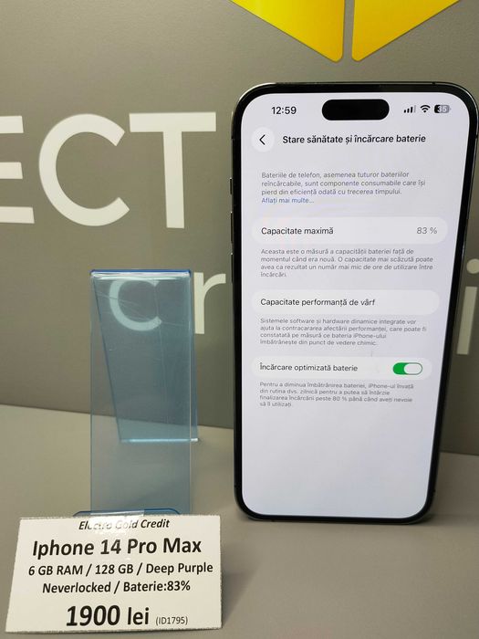 Iphone 14 Pro Max Deep Purple 6GB RAM/128GB/Neverlocked/Baterie: 83% ID1795