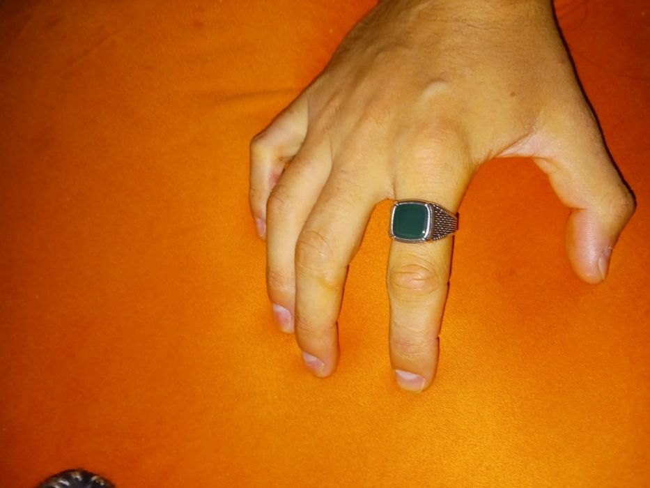 inel argint 925 cu piatra semipretioasa verde