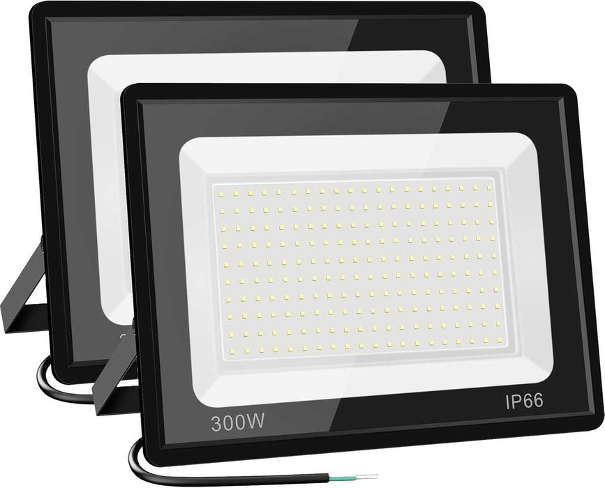 Прожектори 300W LED, 2 броя, външни, IP66, 6000K дневна св-на, 36000LM