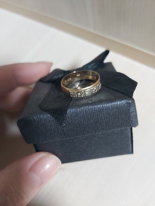 Кольцо золотое с бриллиантами, б/у, 583, размер 17.5-18