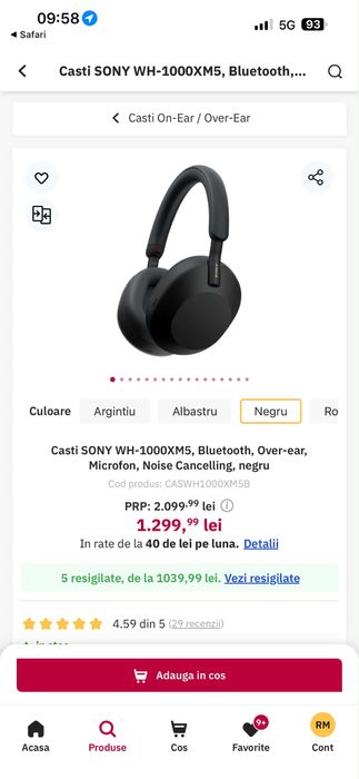 Casti Sony WH-1000XM5 Bluetooth