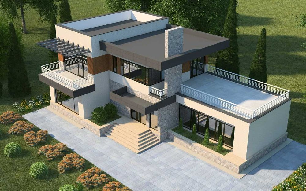 Эскизный проект в стиле Хай-Тек . Архитектор, проектирование современн