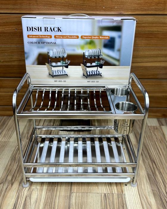 Сушилка для посуды двухъярусная металлическая, кухонная