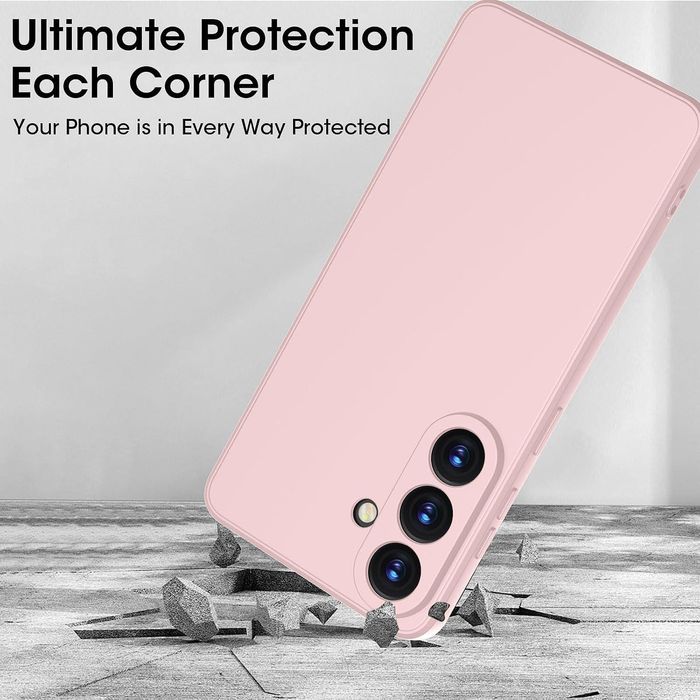 Матов силиконов кейс за samsung galaxy s26 - розов - със защита на кам