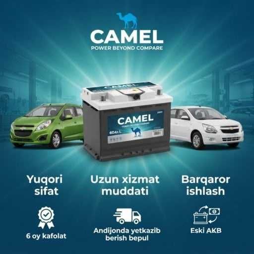 Camel 60Ah L. Spark Cobalt Nexia Akkumlyatorlar.