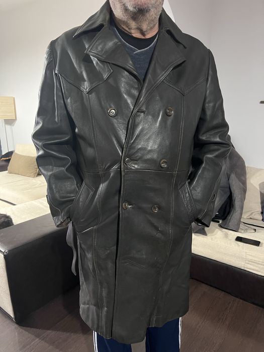 Geacă bărbați, lungă din piele