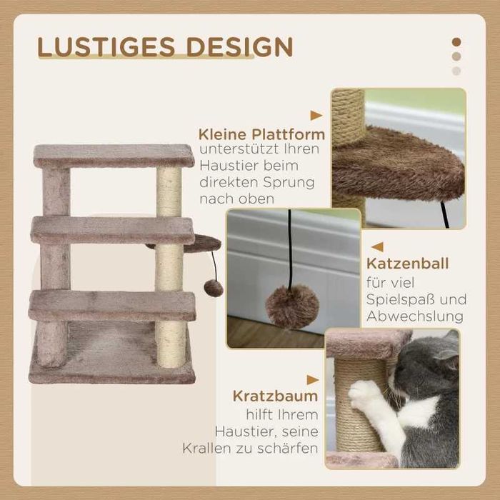 Дърво за котки PawHut, Стълби за домашни любимци, 3 стъпала