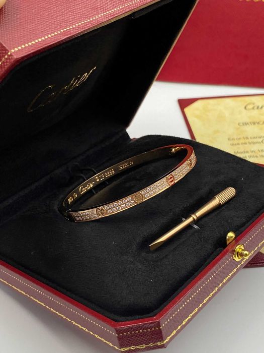 Brățară Cartier LOVE 19 Rose Gold 585 model slim full diamond