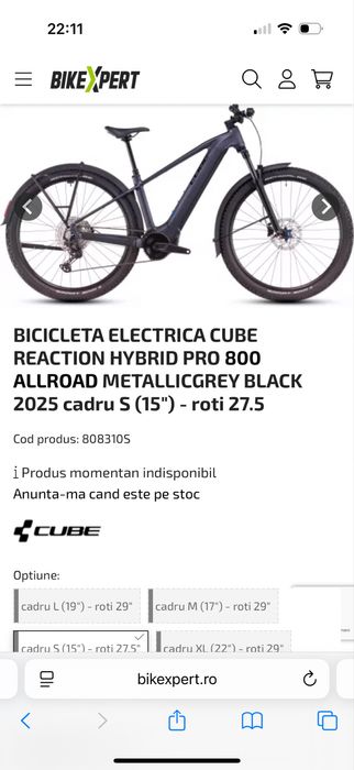 Bicicleta electrica Cube Reaction Pro 2025 S Bosch CX5 100NM bat800wh