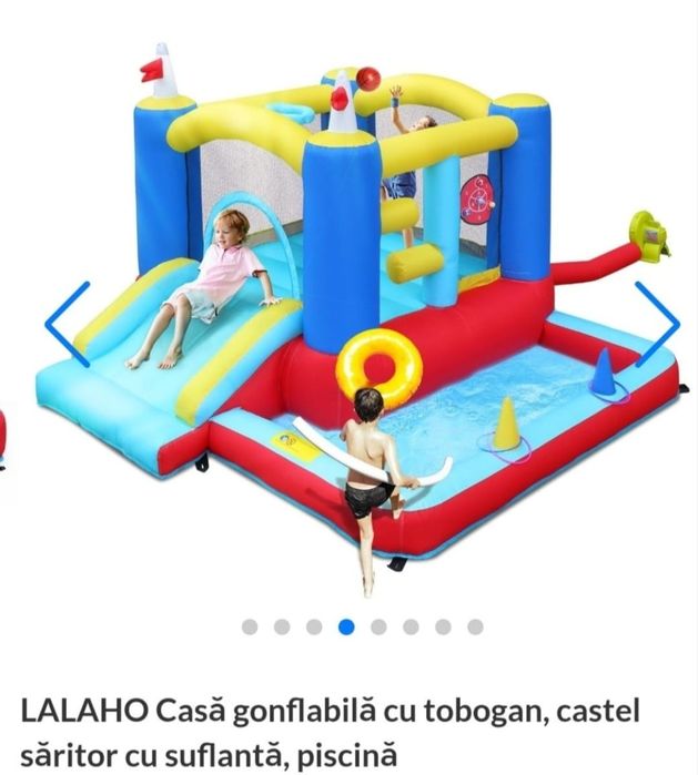 LALAHO castel gontabil cu tobogan pompa inclusa noi nefolosit