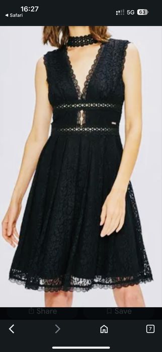 Рокля Guess черна дантелена