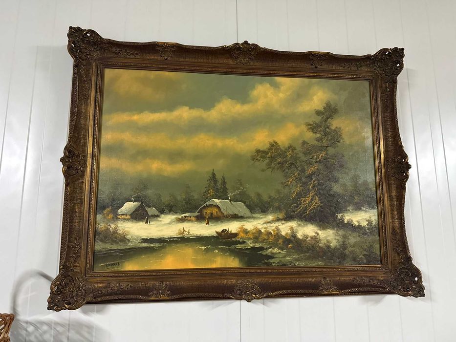 Голяма антикварна маслена картина
