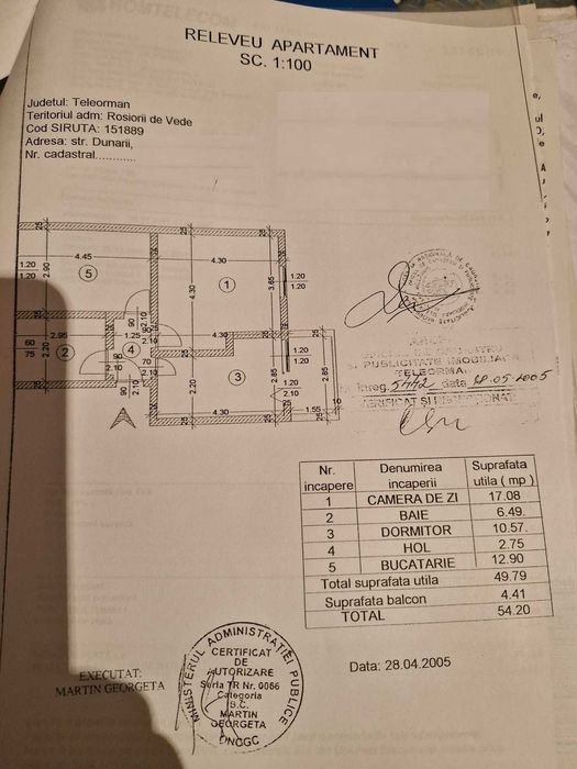 Apartament 2 camere ultracentral, Rosiori de Vede, Dunarii, 54mp