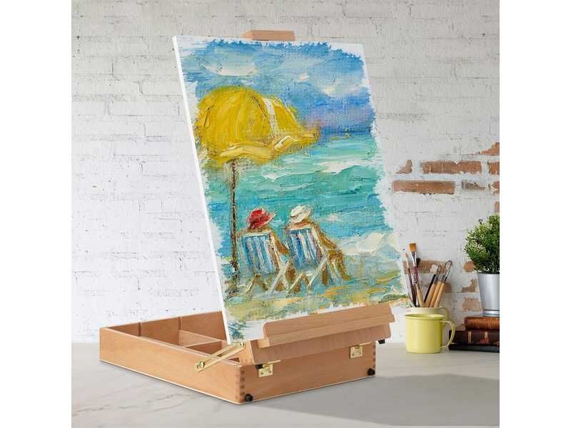НОВИ! Настолен статив - куфар за рисуване регулируем масив