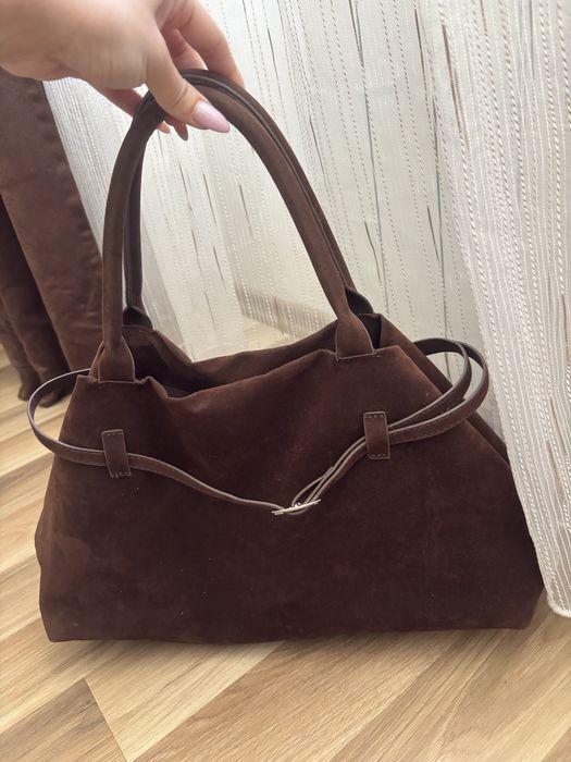 Кафява велурена чанта
