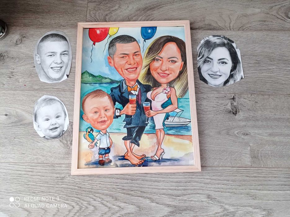 Portrete la comanda, caricaturi pictate manual,nu digitale