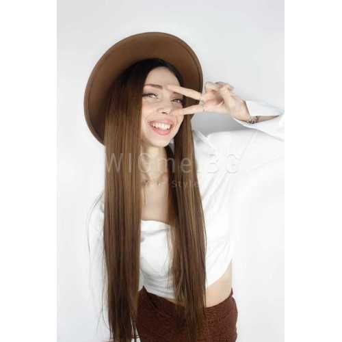 Дълга кестенява перука с черни корени Сидни