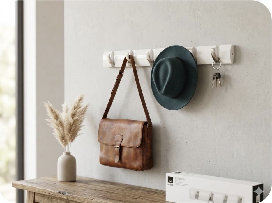 Стилна стенна закачалка Umbra Flip Hook (5 куки) – Бяла