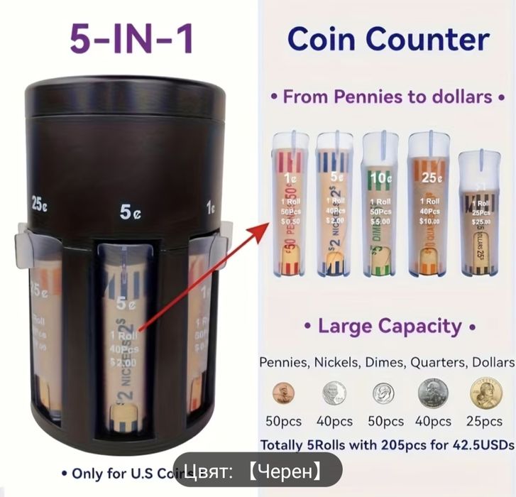 Ръчен 5 в 1 сортиращ брояч за евромонети
