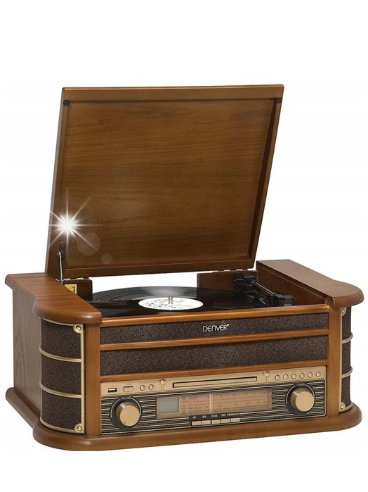 Pick-up / Gramofon Denver MCR-50 Retro – Lemn Brown, USB, CD, Radio AM/FM