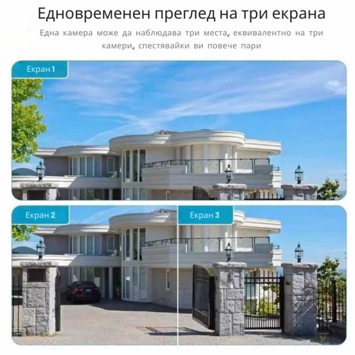 Тройна Smart WiFi безжична IP камера с 12MP и нощно виждане