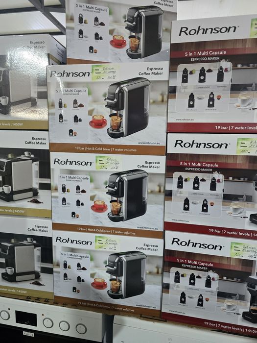 Нова  20 bar слим мултикапсулна кафемашина Rohnson R-98041