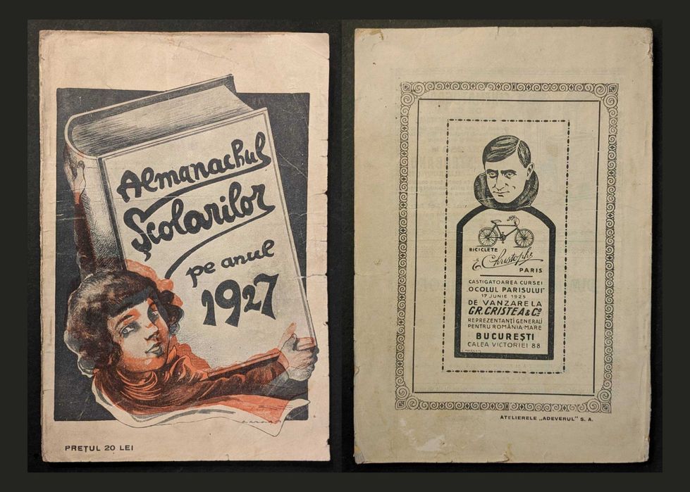 rar 1927 ALMANAHUL SCOLARILOR – Nicolae Batzaria 128 pag ilustrat. Bucuresti, Atelierele Adevarul si Dimineata, Reclame Vechi 23x16cm Stare cf. poze