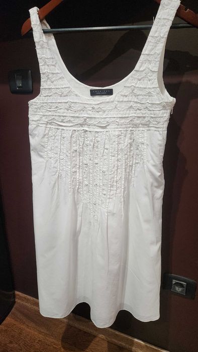 Бяла рокля памук и дантела Twinset размер М
