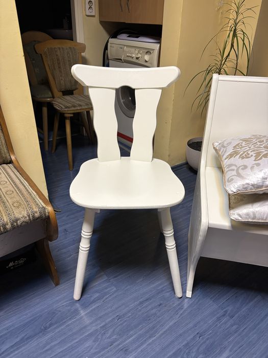 Set Mobilier Hol / Waiting Room: Bancă Lăsadă + Scaun Alb + 2 Fotolii Maro