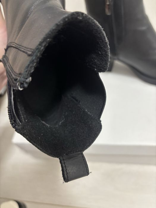 Botine / cizme femei, cu toc, negre, piele naturală, mărime 37