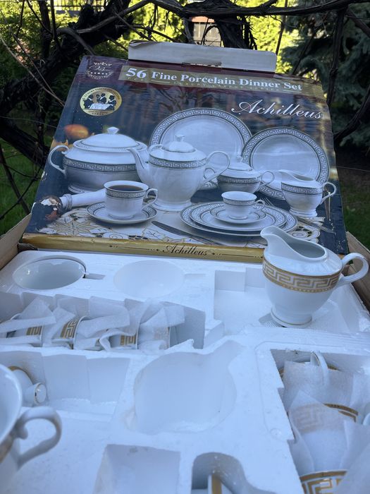 Set veselă porțelan 56 piese Achilleus – elegant,  nou