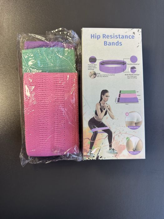 Set 3 benzi elastice textile fitness – 3 niveluri de rezistenta