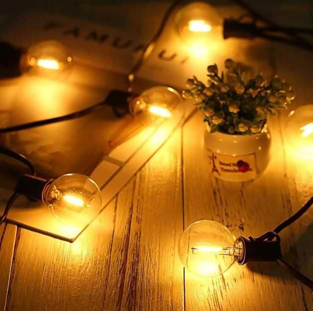 Ghirlanda 15 M, cu 25 Becuri LED și 2 becuri rezerva,Interior Exterior