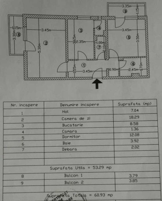 Vand apartament 2 camere in Popa Sapca